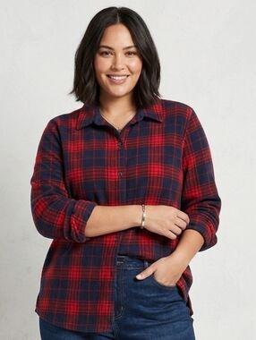 ♻️Riders by Lee Red & Navy Plaid Fleece Shirt | Women’s XXL